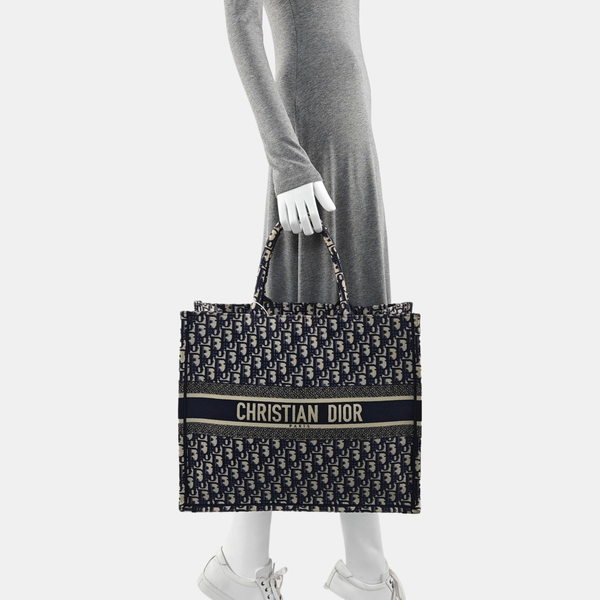 Book Tote Large Oblique Canvas Blue