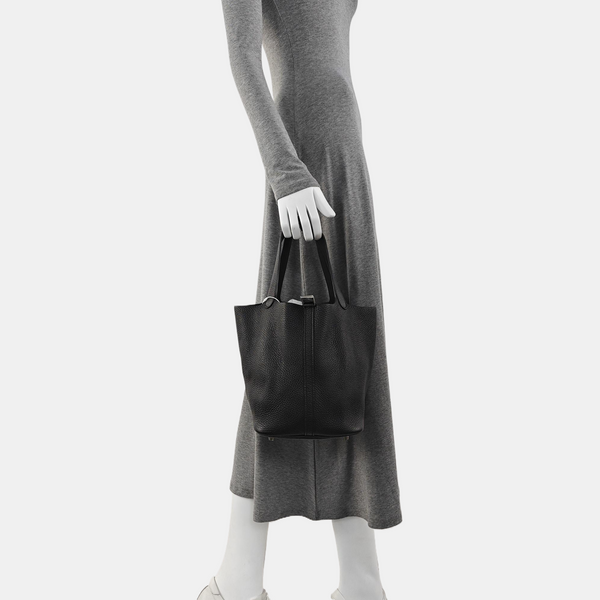 Authenticated pre-owned  Picotin Lock 22 Clemence Black - Bucket Bag at Looply