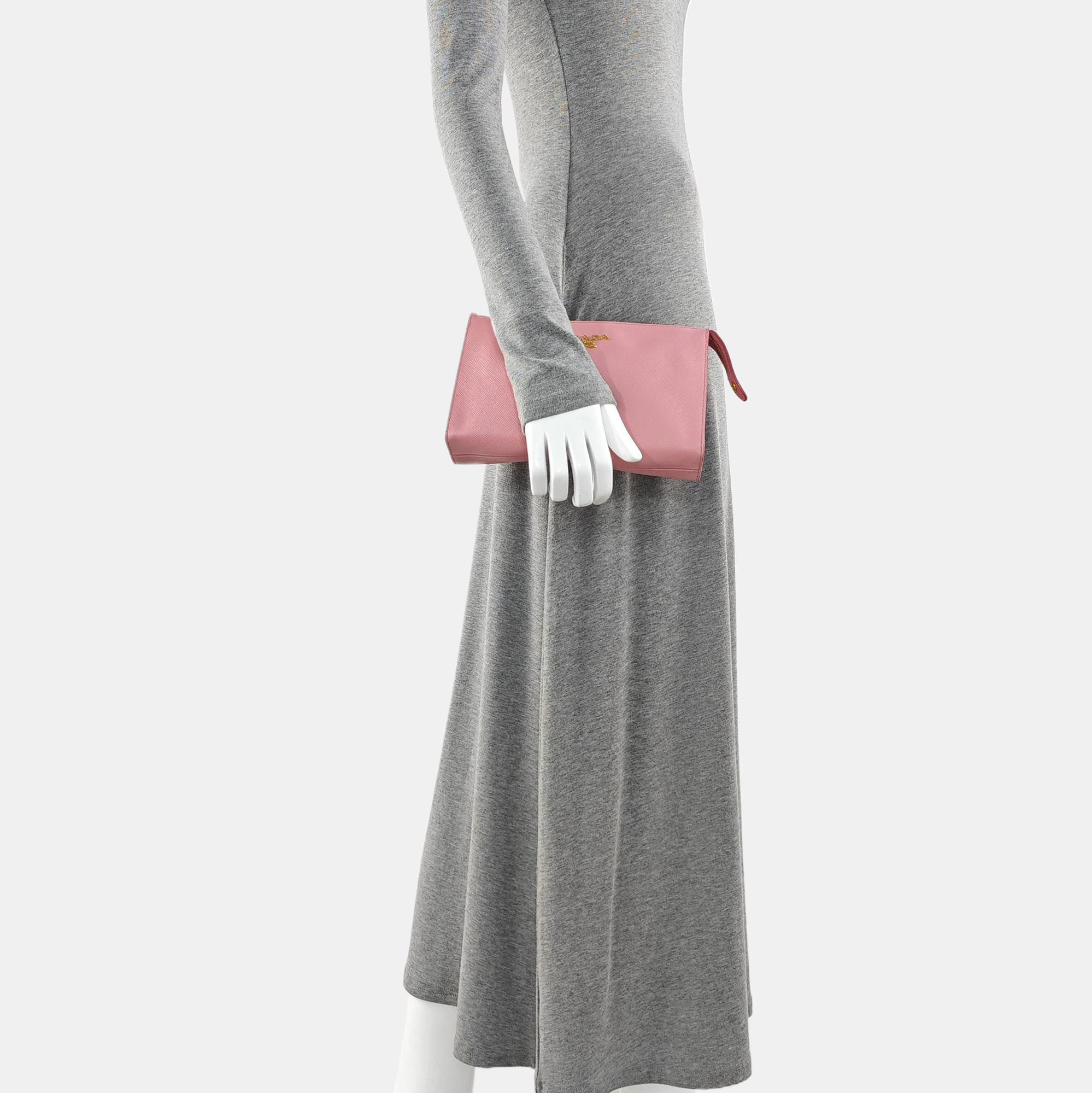 Saffiano Calfskin Clutch Pink