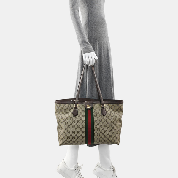 Ophidia Medium Monogram Coated Canvas Beige