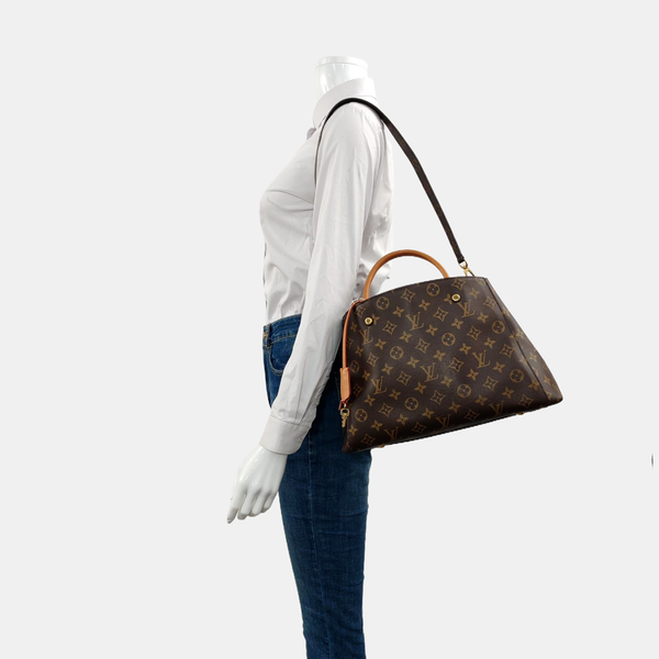 MONTAIGNE MM Monogram Coated Canvas Brown