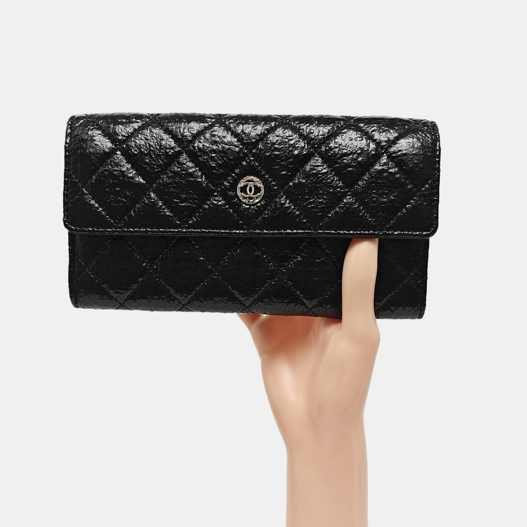 Quilted Calfskin Wallet Black