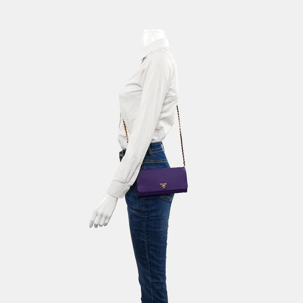 Calfskin Shoulder Bag Purple