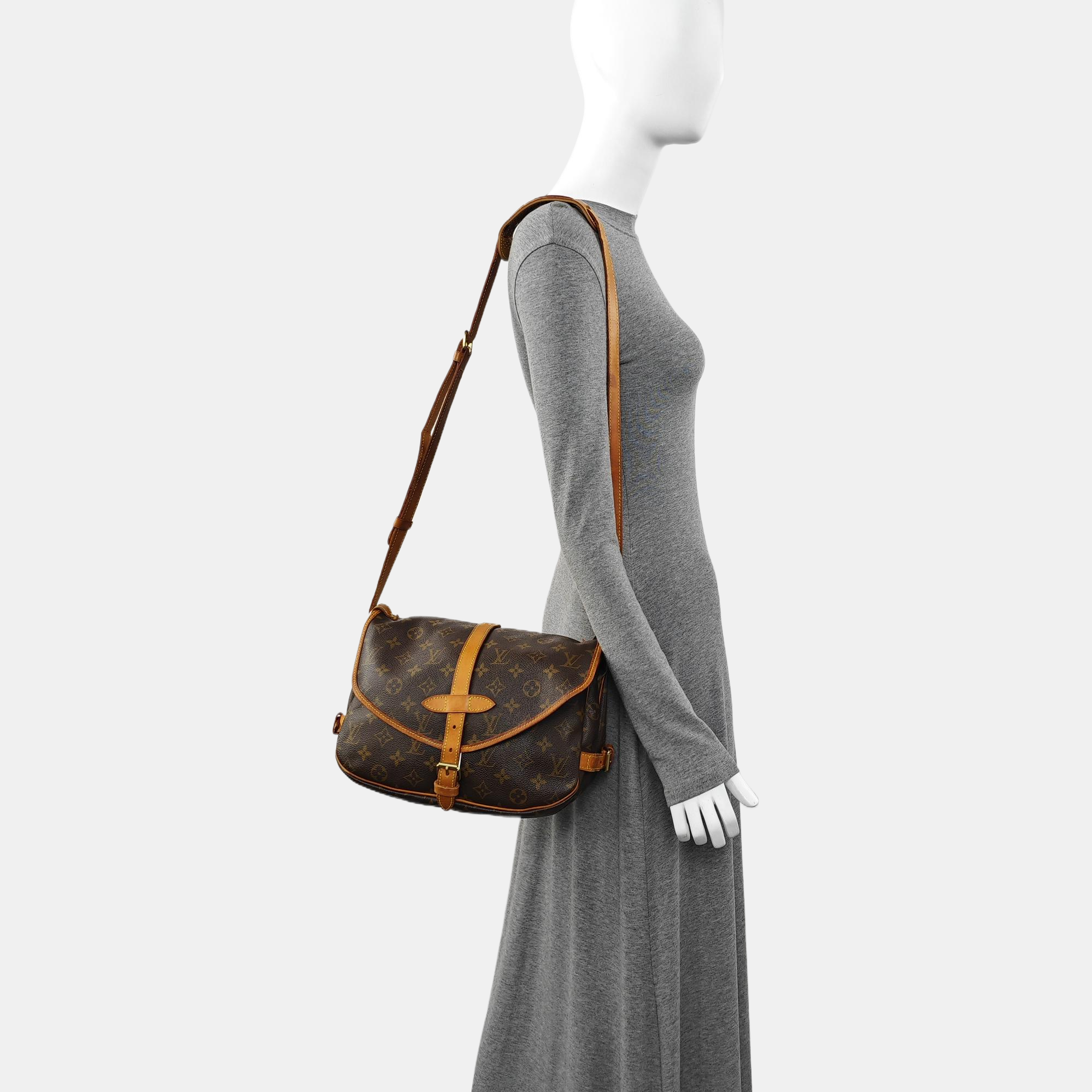 SAUMUR 30 Monogram Coated Canvas Brown
