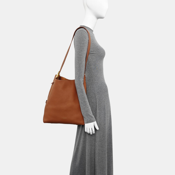 LOW KEY HOBO MM Monogram Calfskin Brown