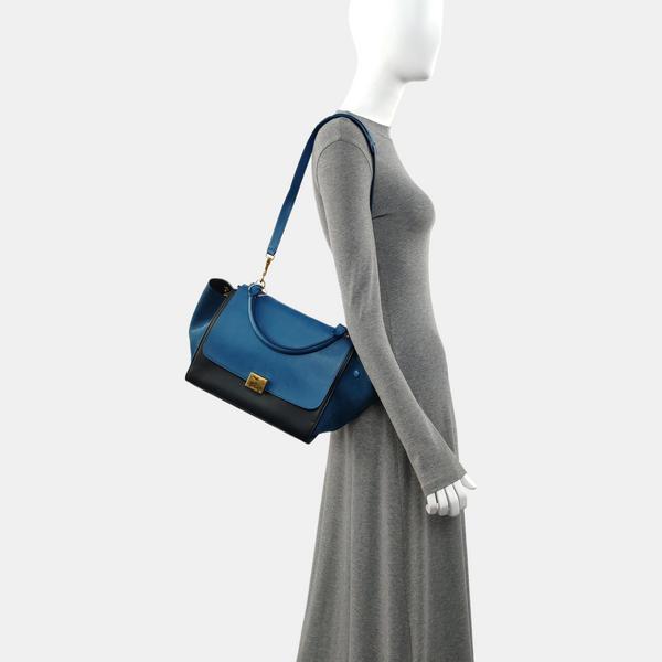 TRAPEZE Small Calfskin Blue