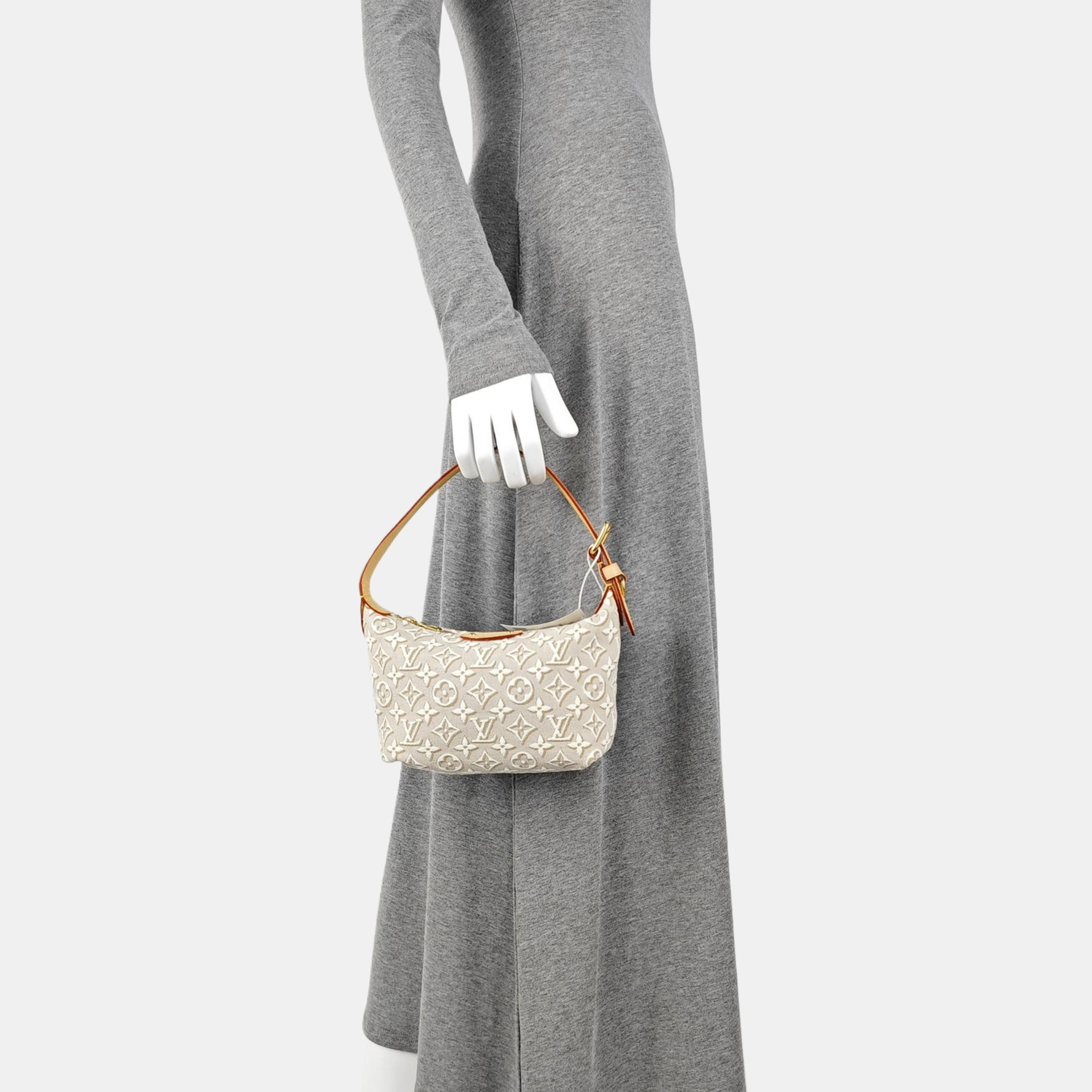 Monogram Fabric Top Handle Bag Gray