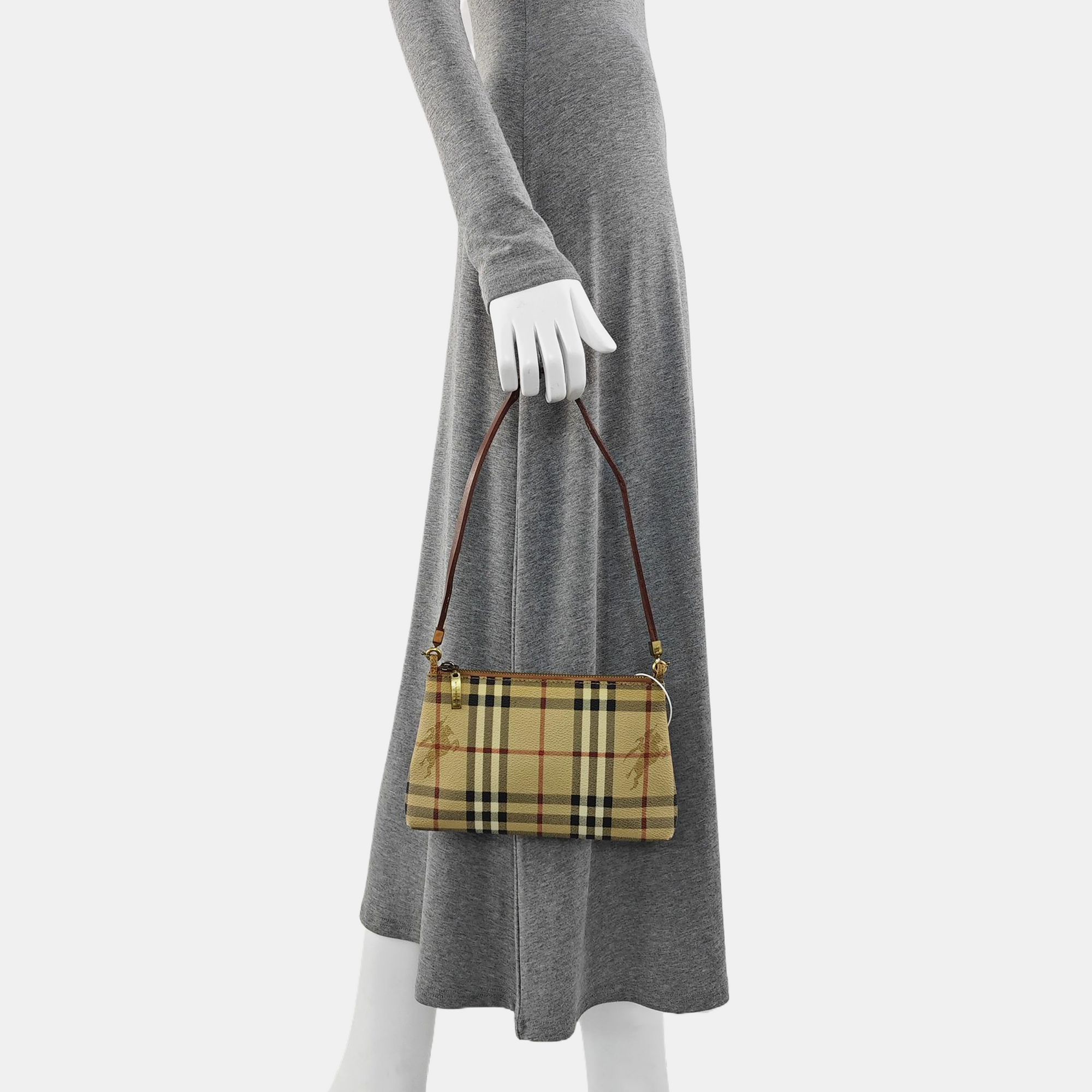 Coated Canvas Shoulder Bag Brown