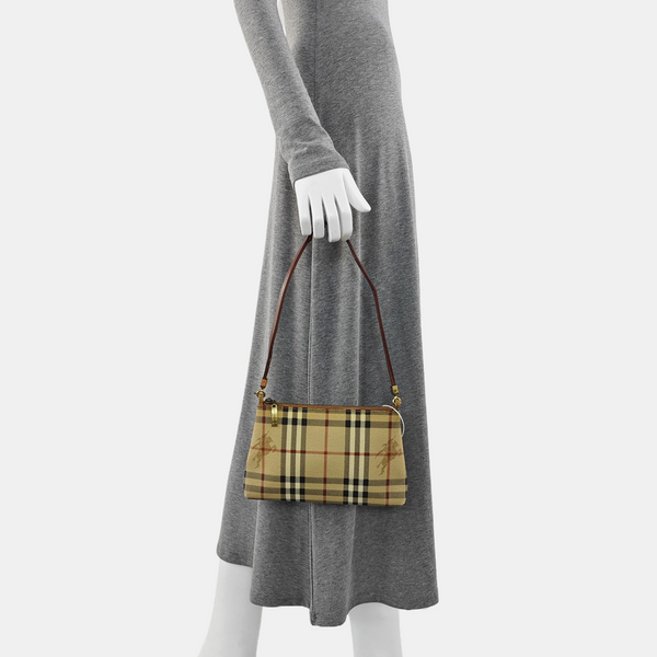 Coated Canvas Shoulder Bag Brown