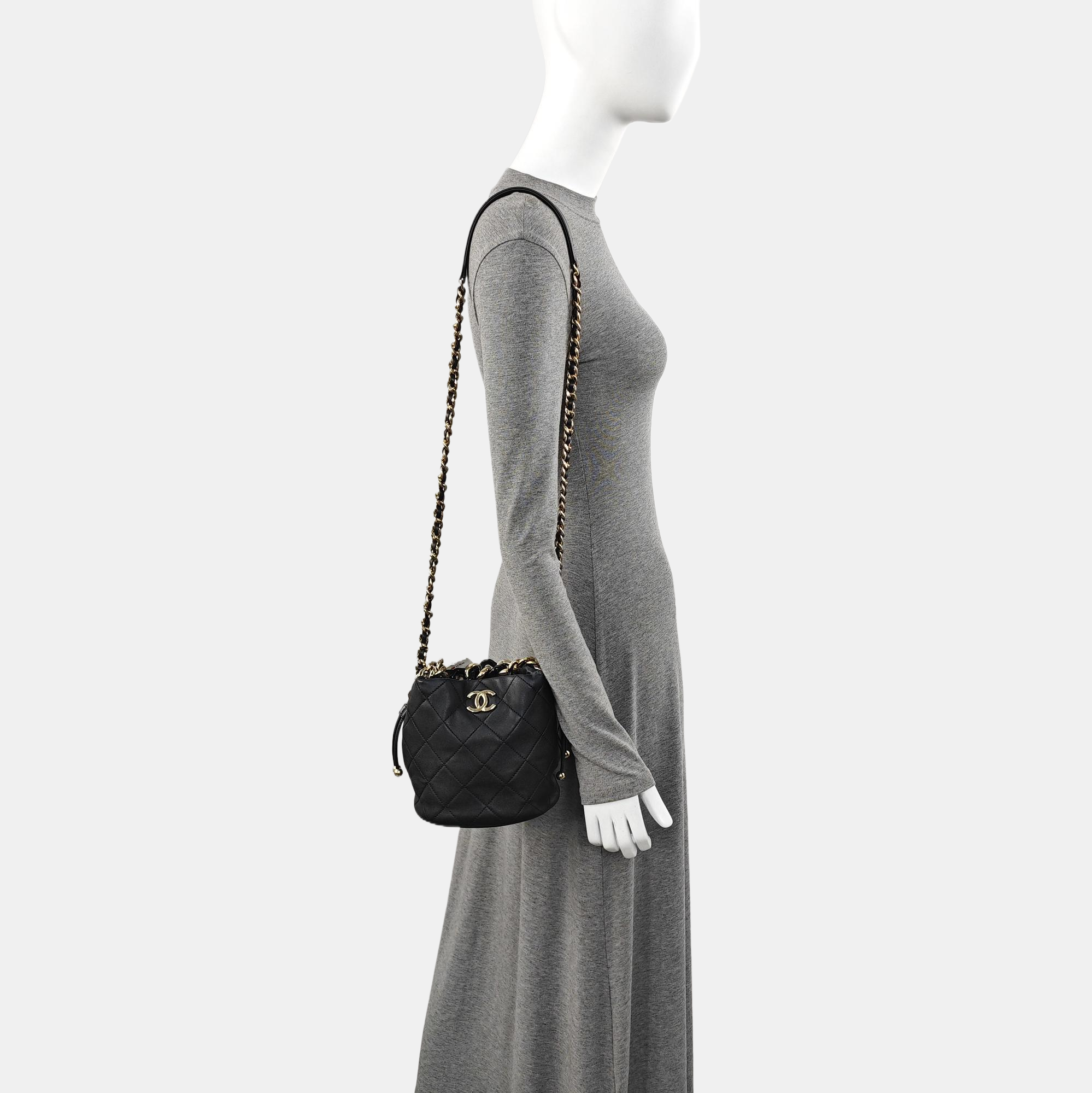 DRAWSTRING Quilted Lambskin Black