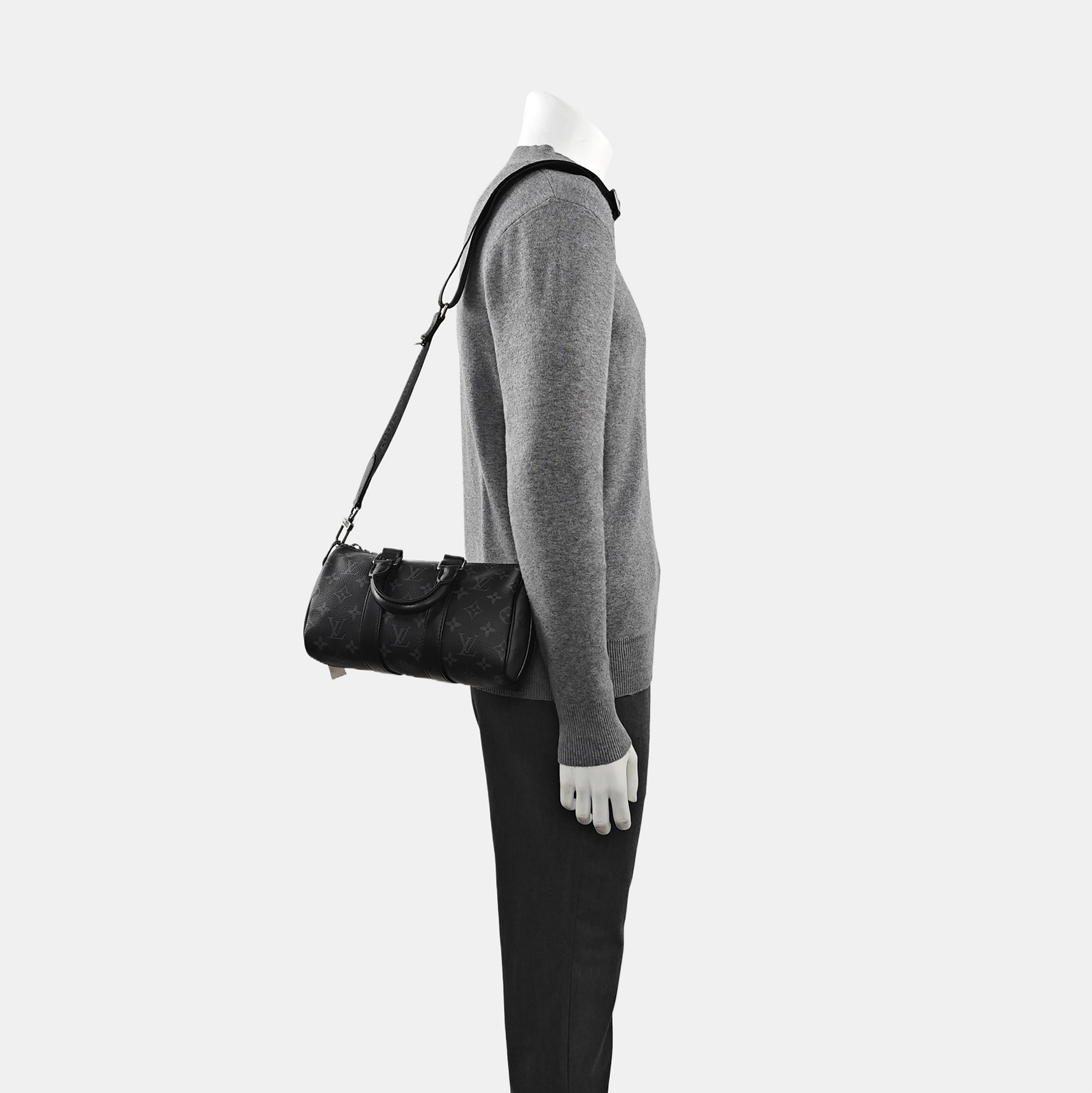 KEEPALL 25 Monogram Coated Canvas Black