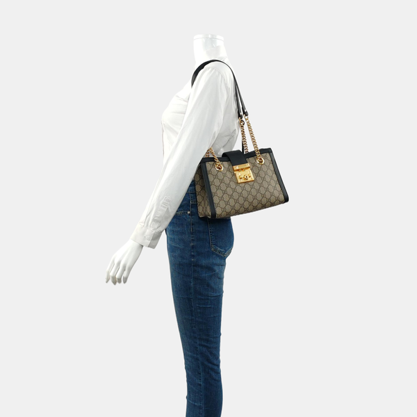 Padlock Small Monogram Coated Canvas Beige