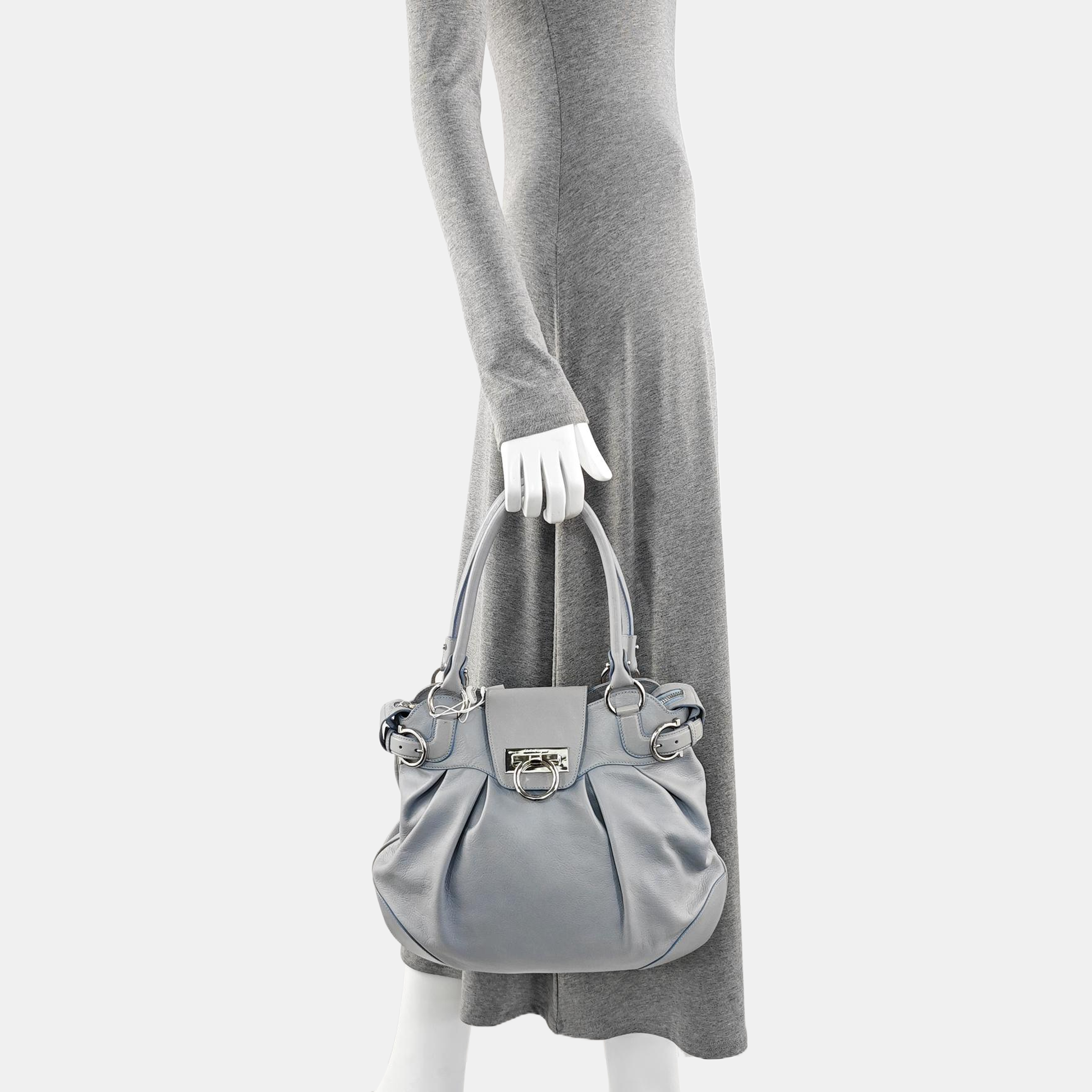 Calfskin Top Handle Bag Blue