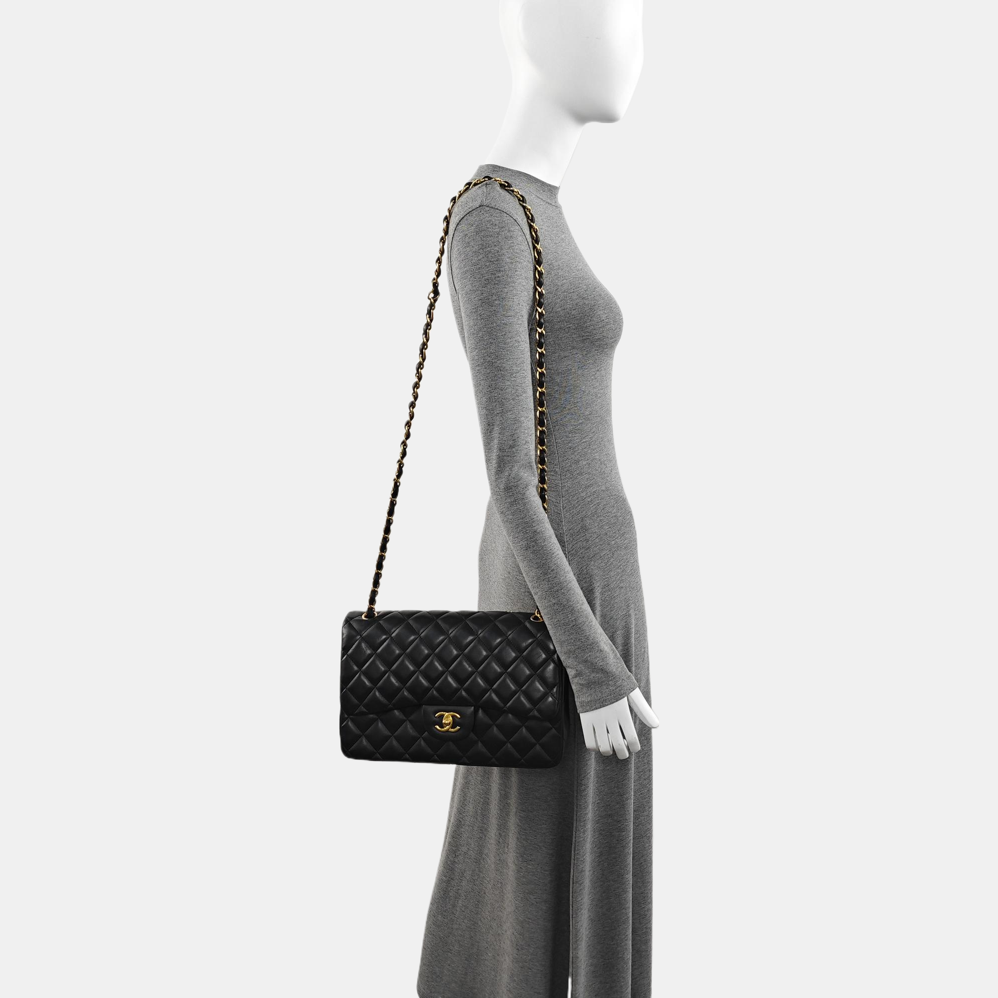 Large Quilted Lambskin Black