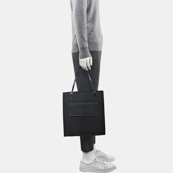 Monogram Fabric Tote Bag Black