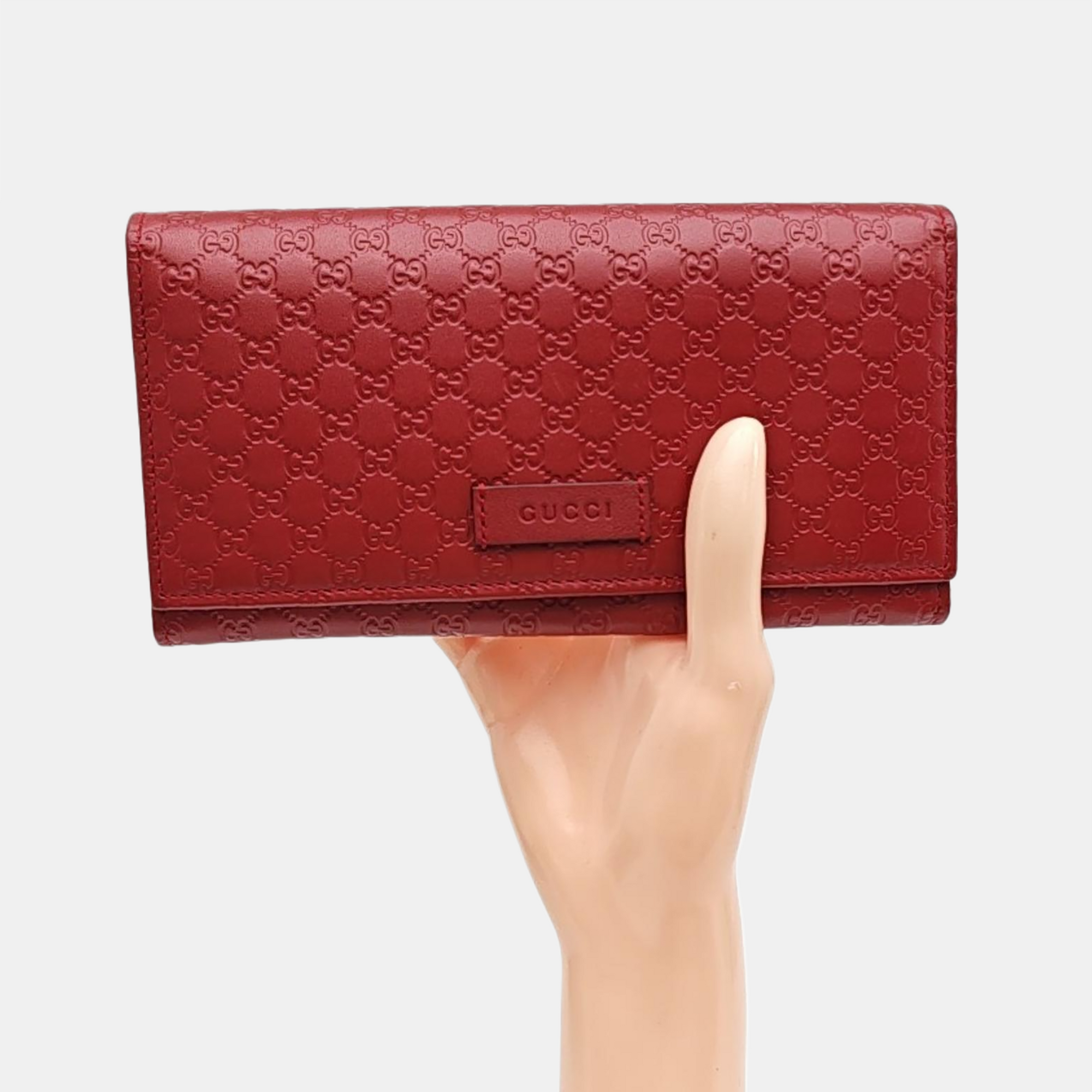 Microguccissima Monogram Calfskin Red Wallet