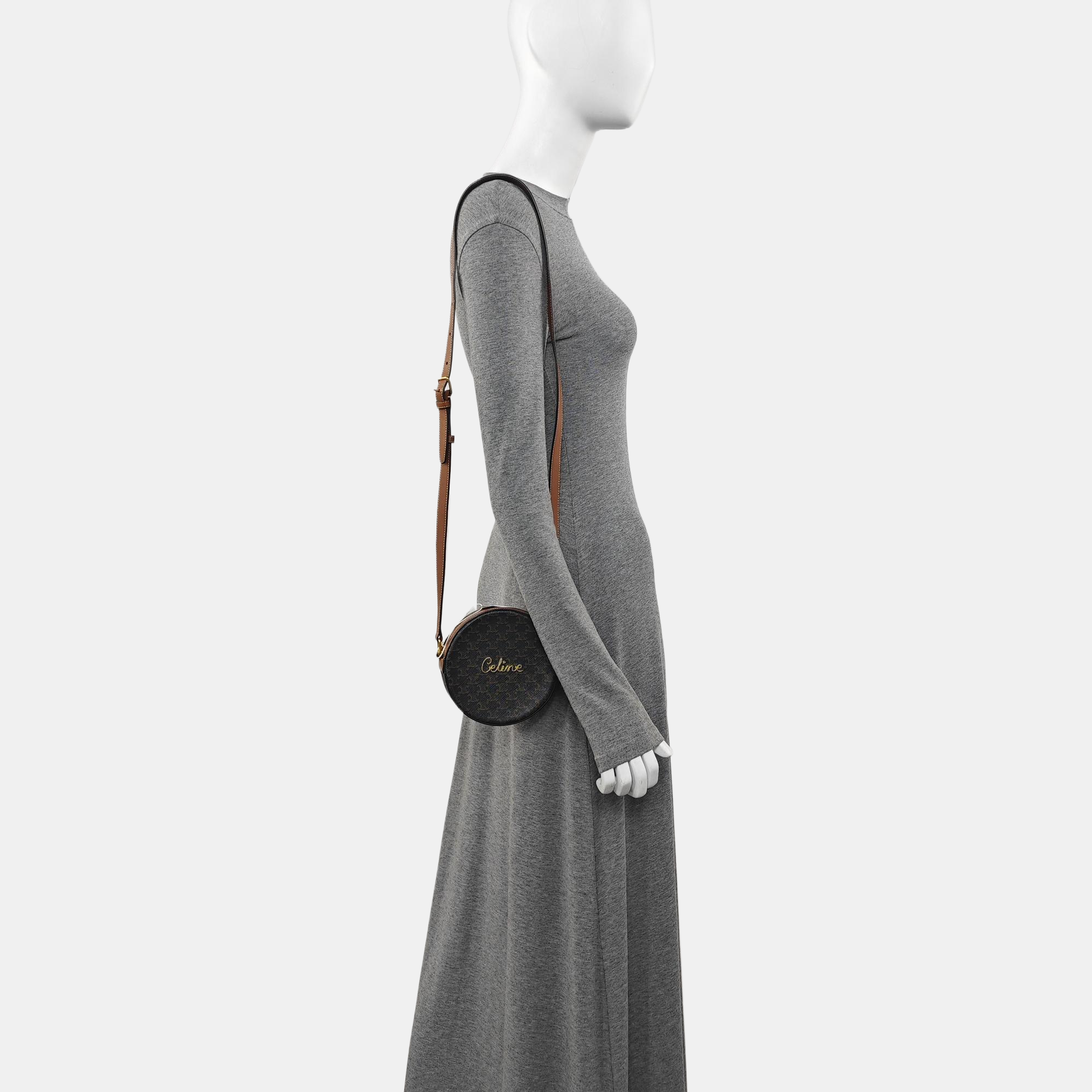 Coated Canvas Shoulder Bag Brown