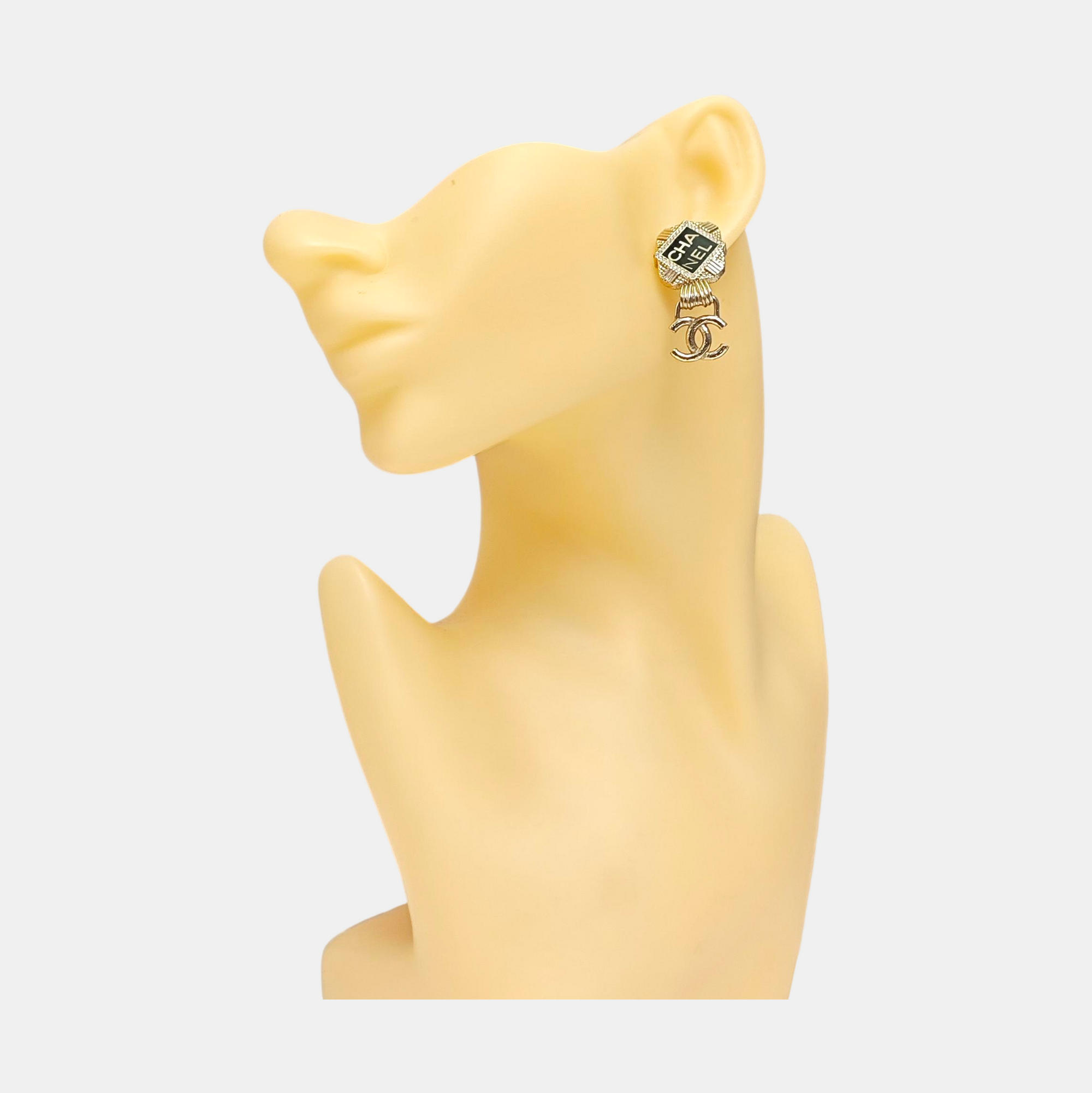 CC Logo Metal Gold Earrings