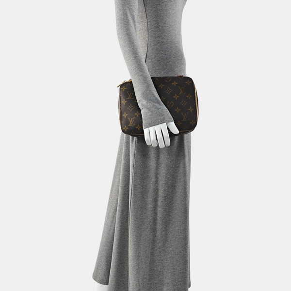 Monogram Coated Canvas Clutch Brown