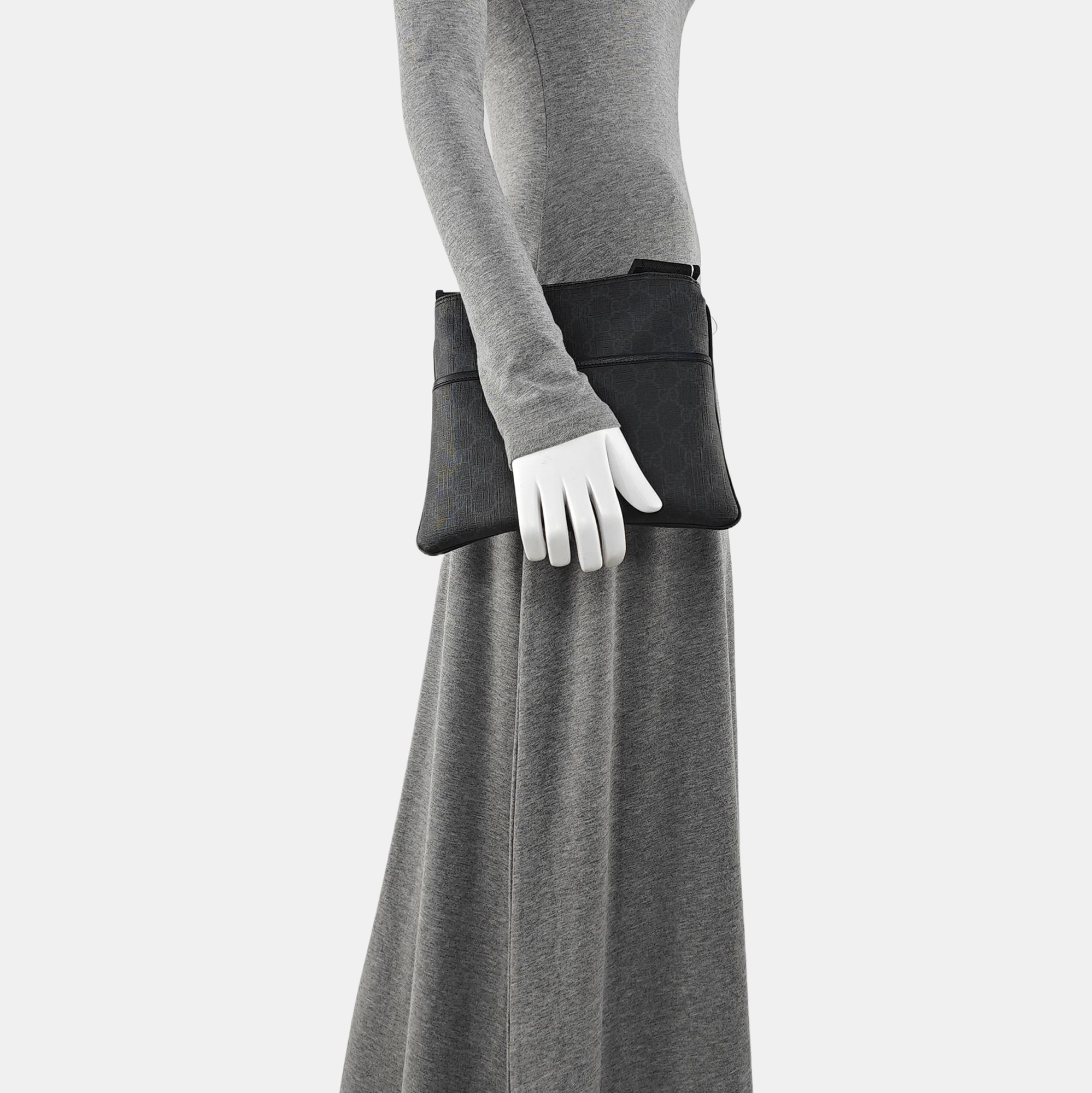 Coated Canvas Clutch Black