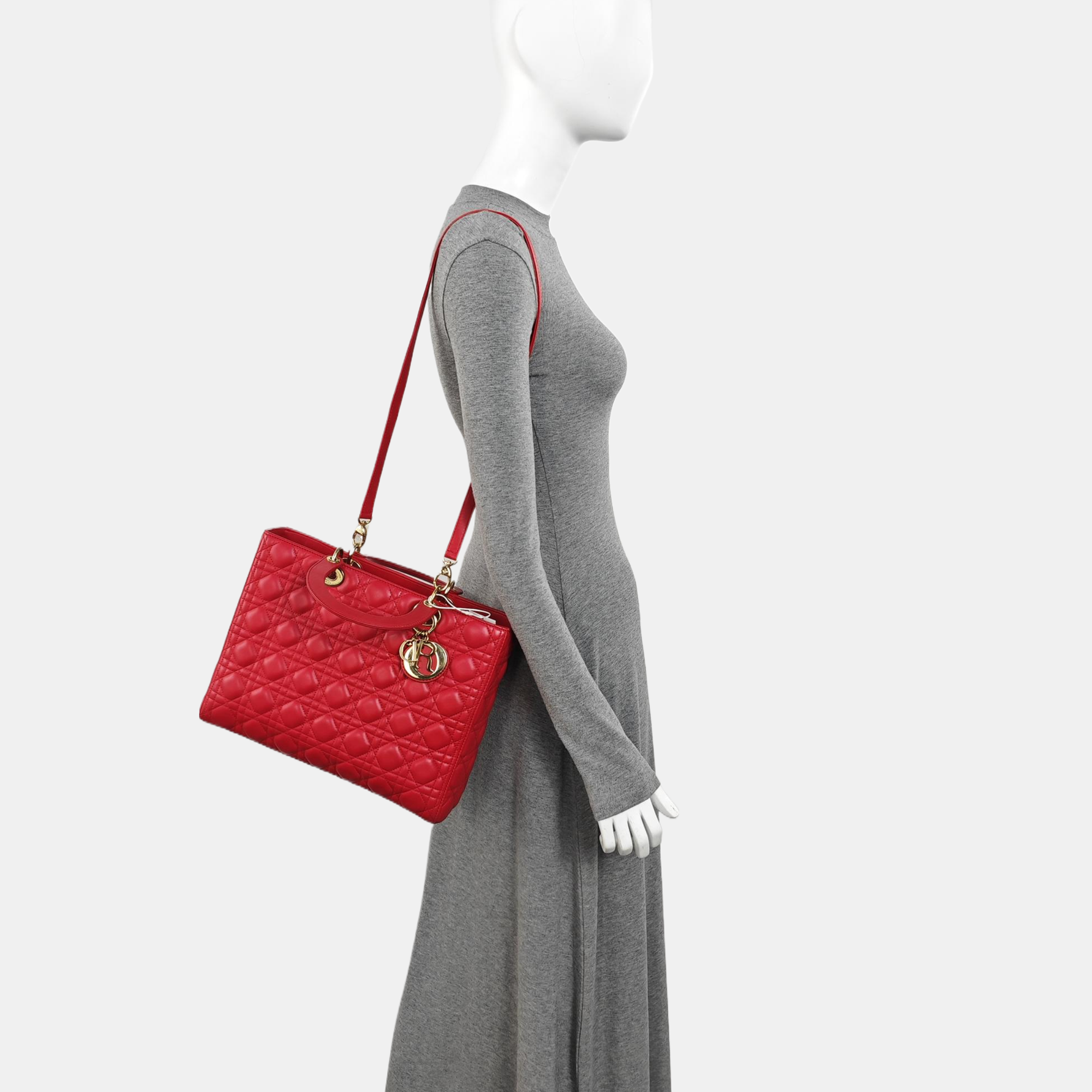 Lady Dior Large Cannage Lambskin Red