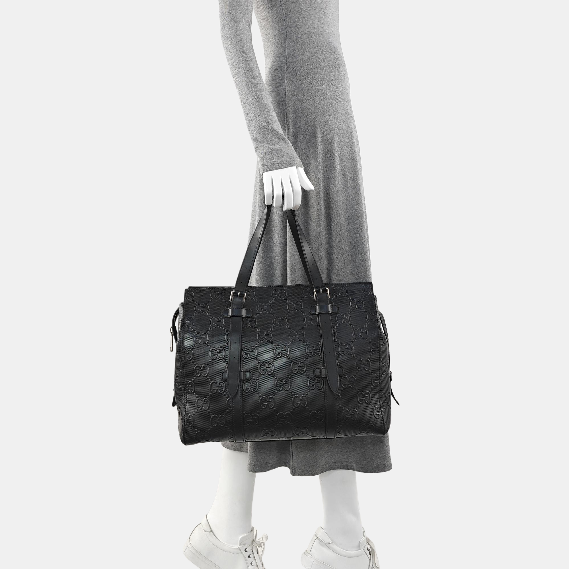 Monogram Calfskin Tote Bag Black