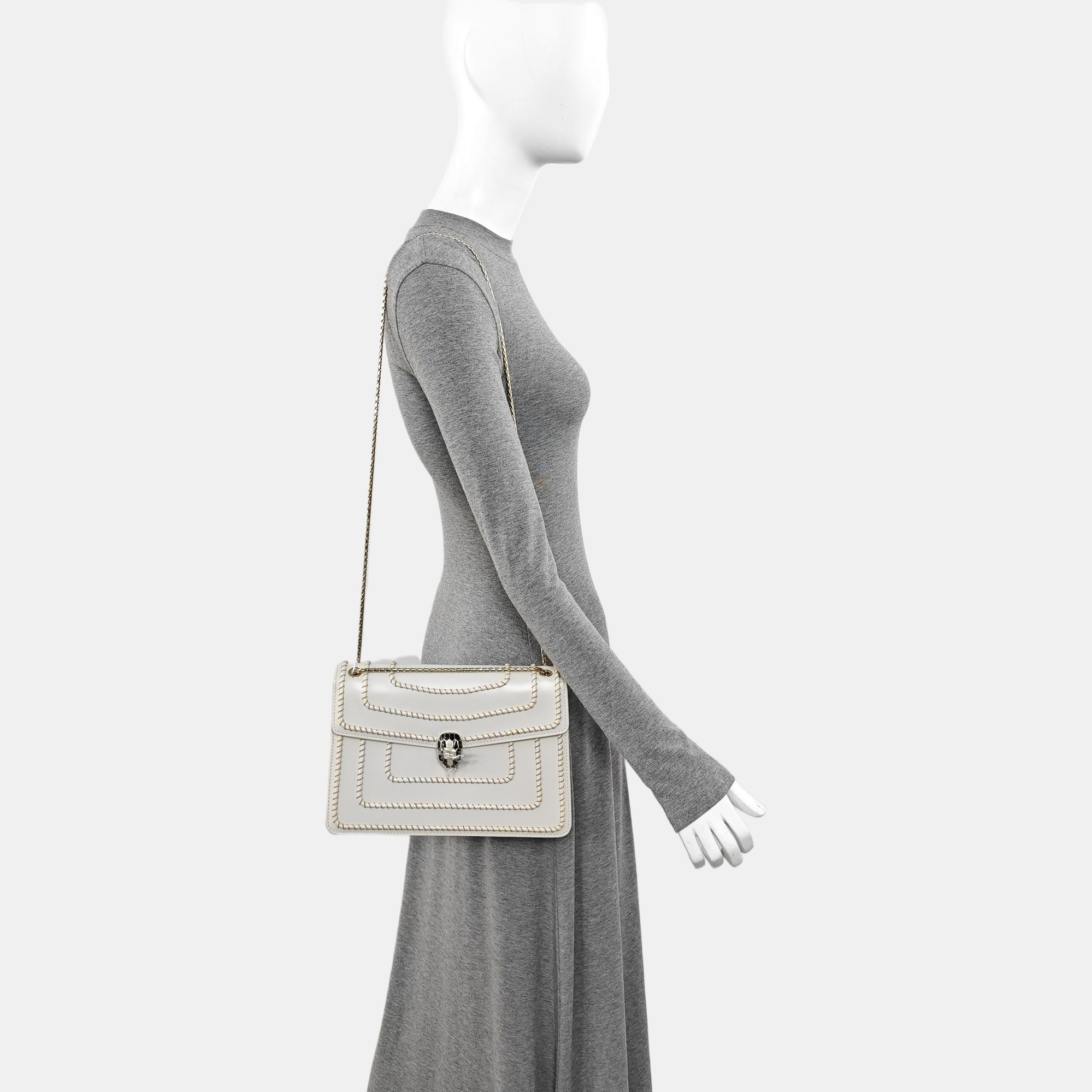 SERPENTI FOREVER Medium Calfskin White