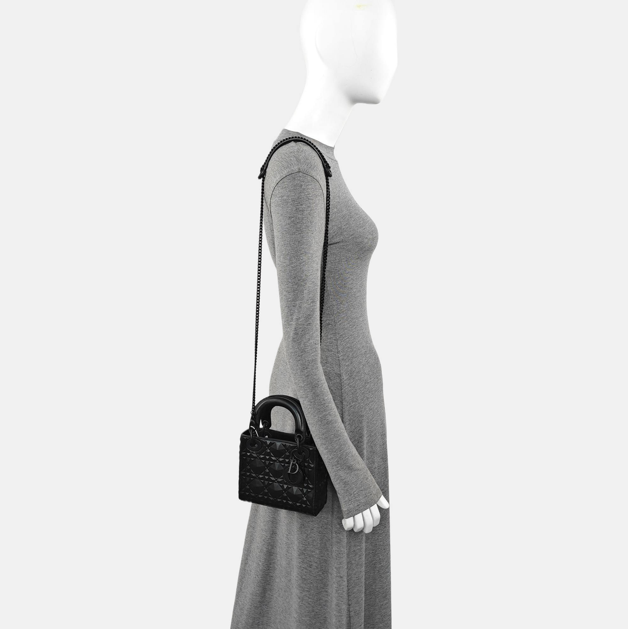 Lady Dior Mini Quilted Calfskin Black