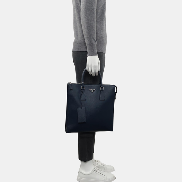 Saffiano Calfskin Top Handle Bag Blue