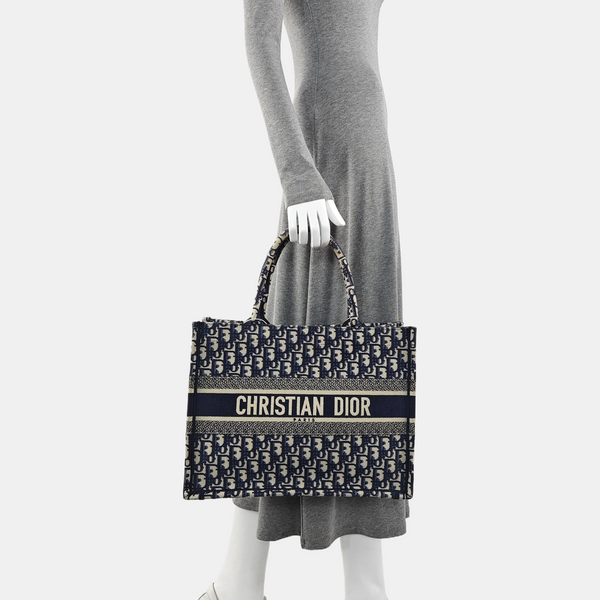 Book Tote Medium Oblique Canvas Blue