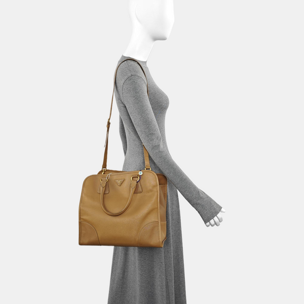 Saffiano Calfskin Tote Bag Brown