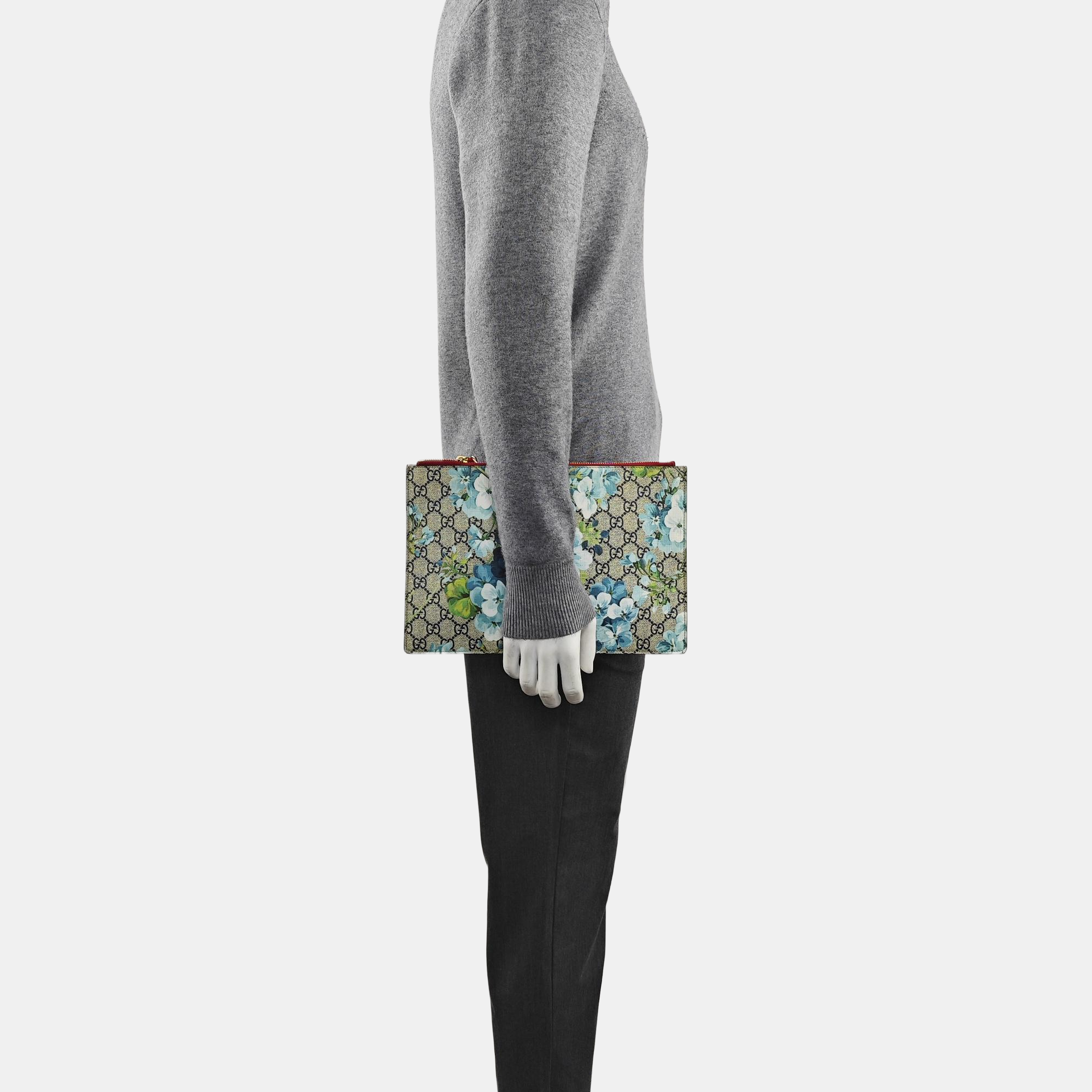 Monogram Coated Canvas Clutch Blue
