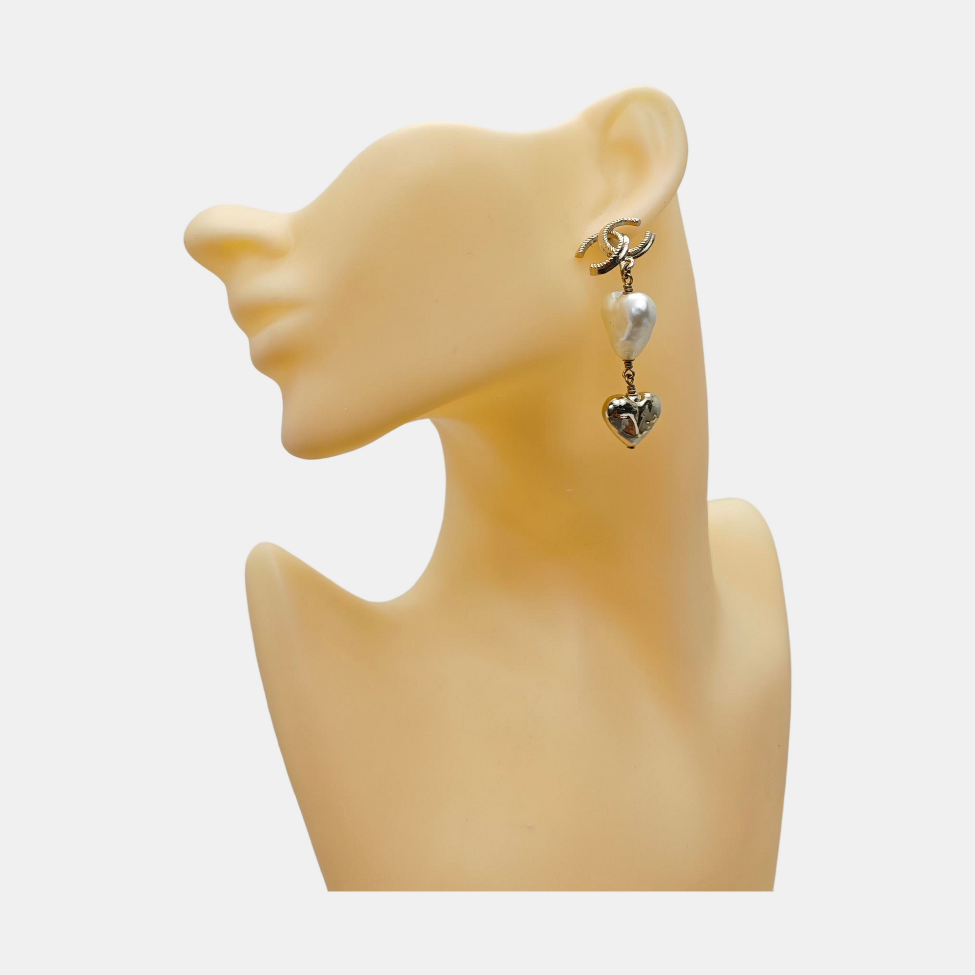 CC Logo Metal Gold Stud Earrings