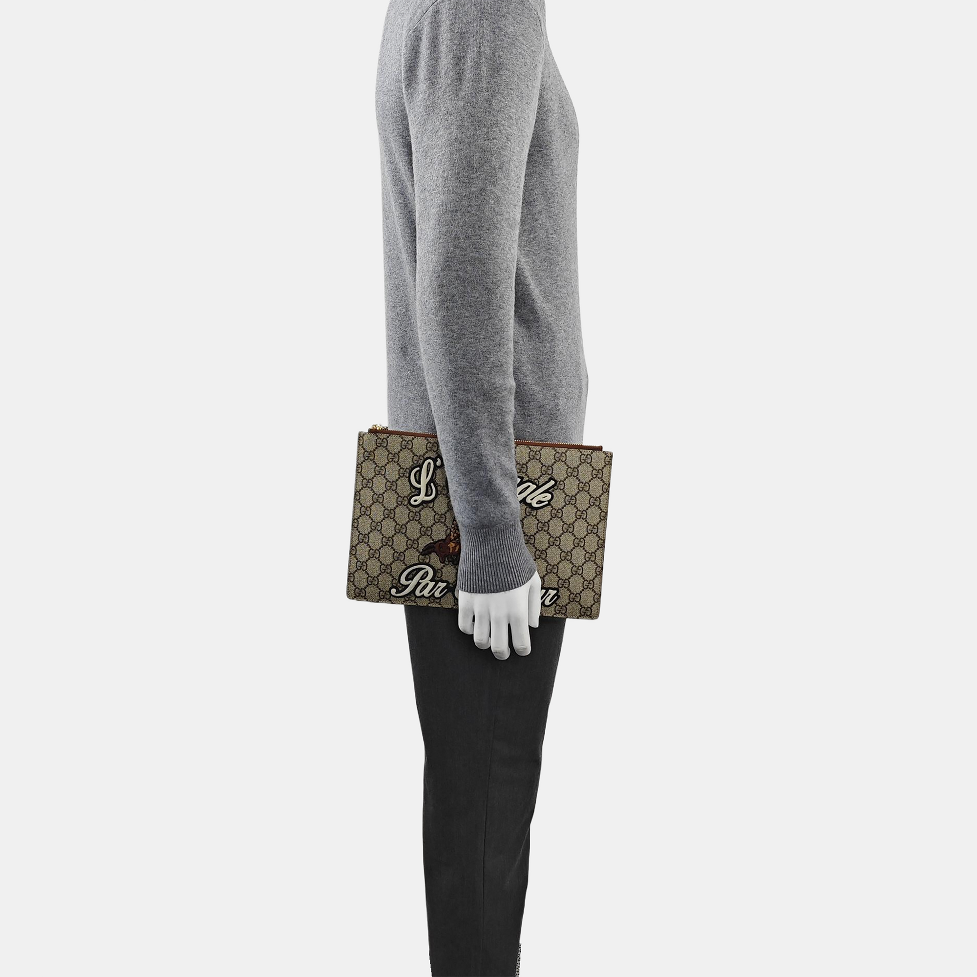 Coated Canvas Clutch Black