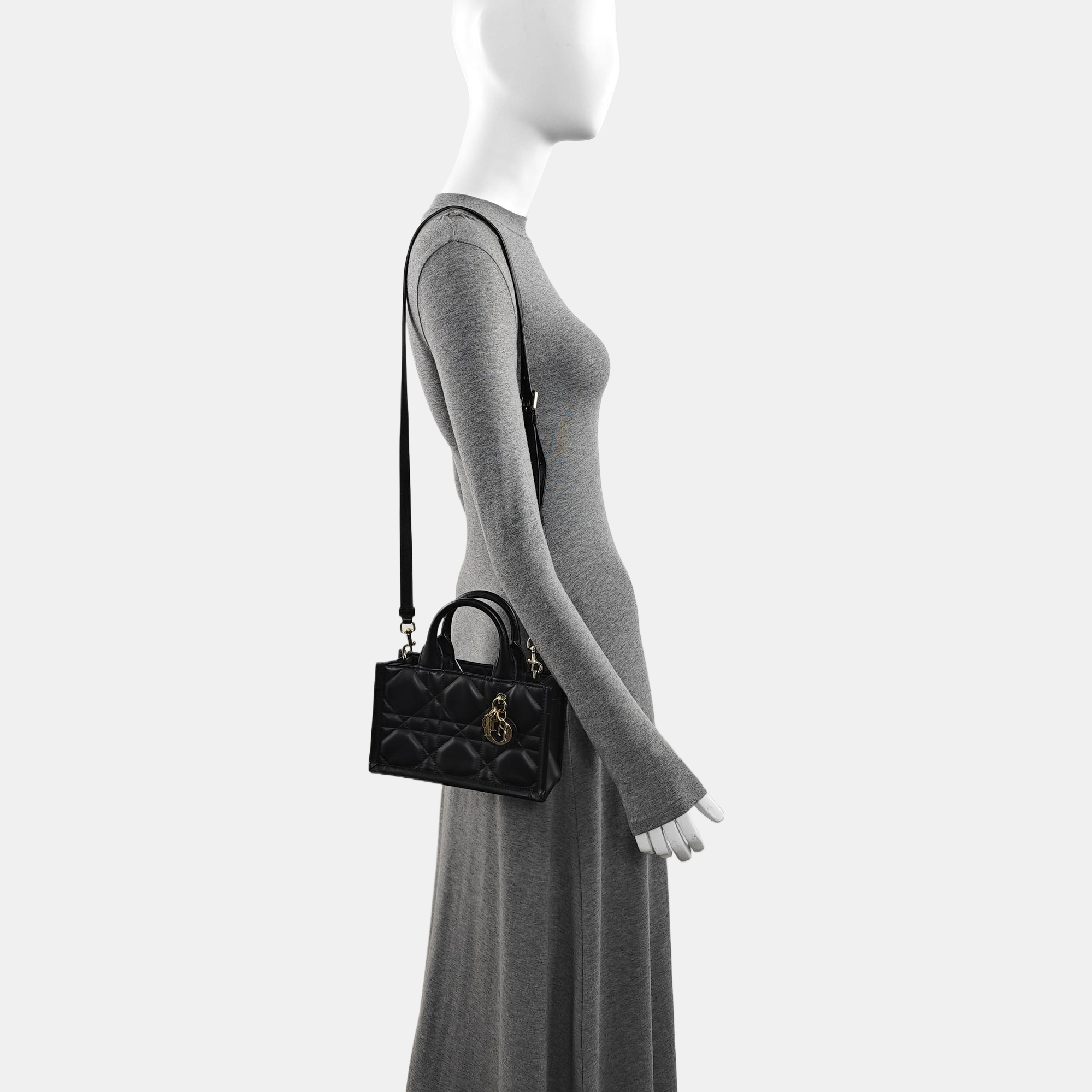 Lady D-Joy Mini Cannage Calfskin Black