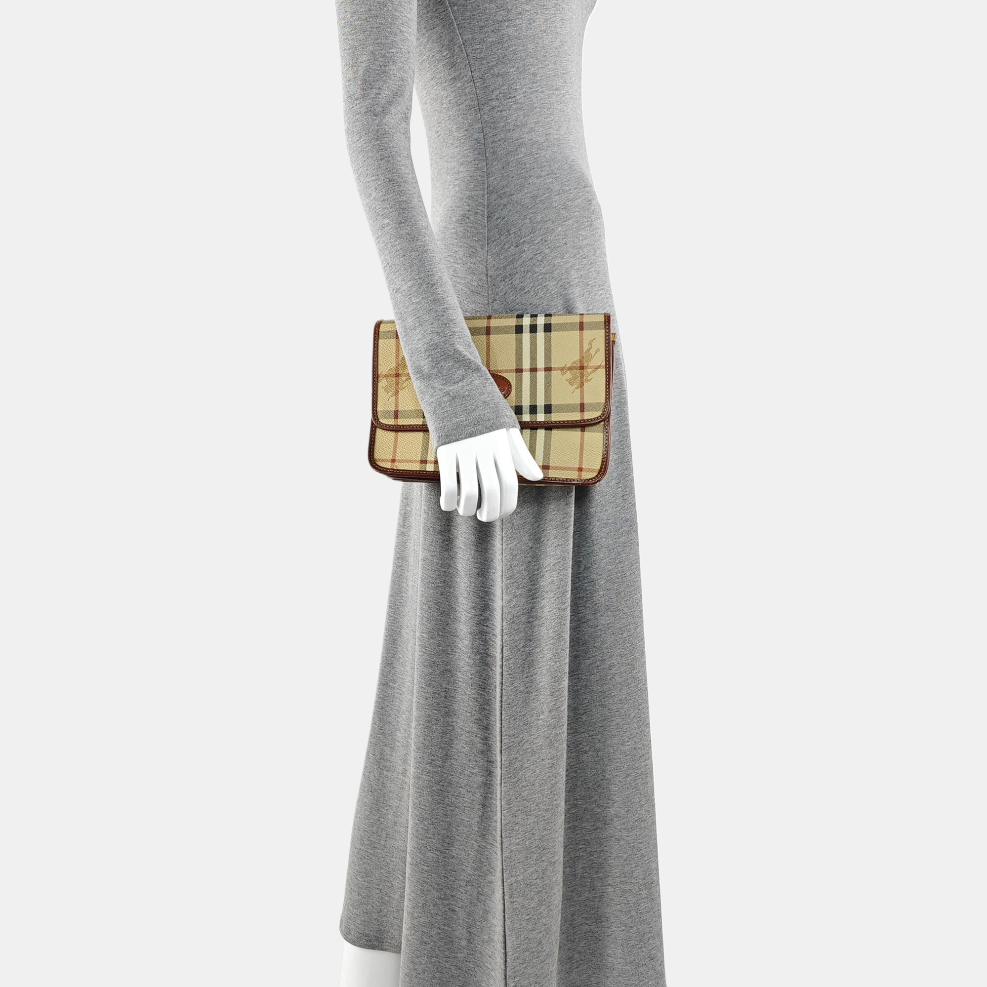 Coated Canvas Shoulder Bag Brown