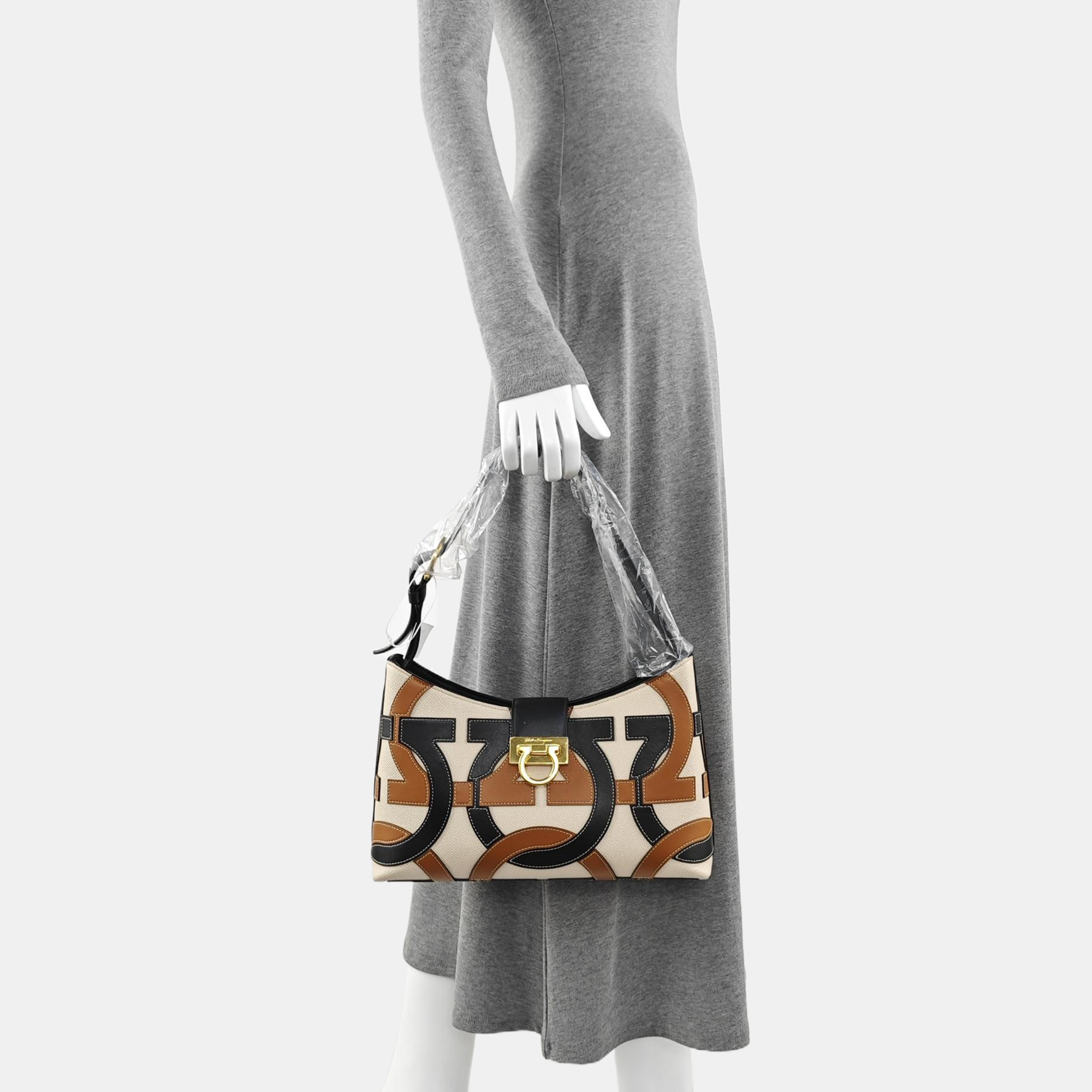 Quilted Calfskin Top Handle Bag Beige