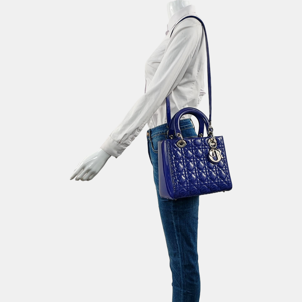 Lady Dior Medium Quilted Patent Leather Blue