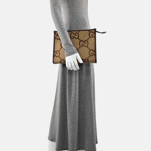 Monogram Fabric Clutch Brown