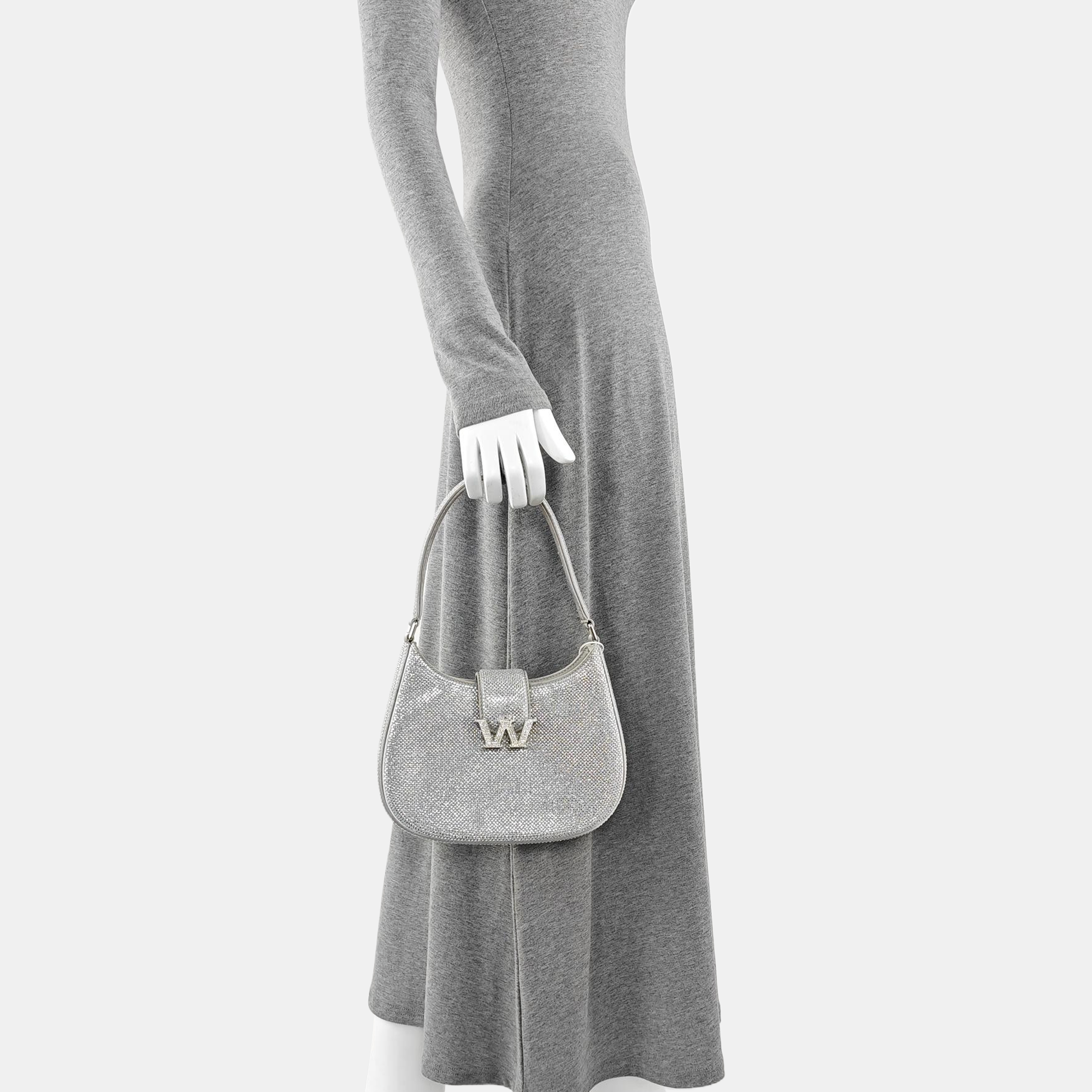 Satin Top Handle Bag Silver