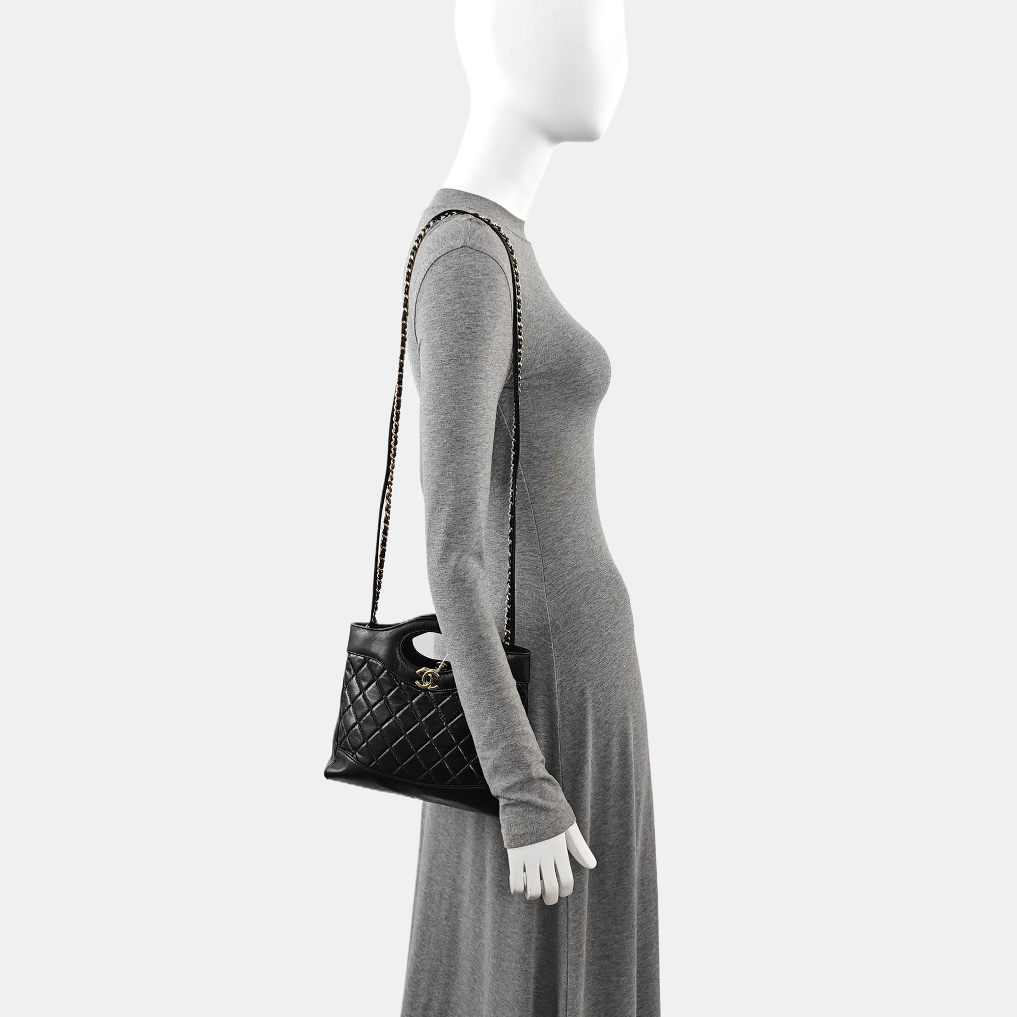 CHANEL 31 Mini Quilted Calfskin Black
