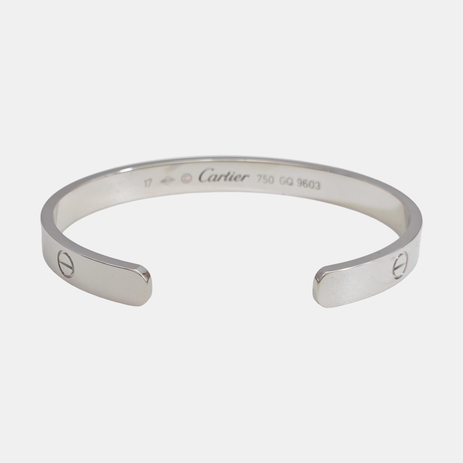 LOVE 18k White Gold Silver Bangle