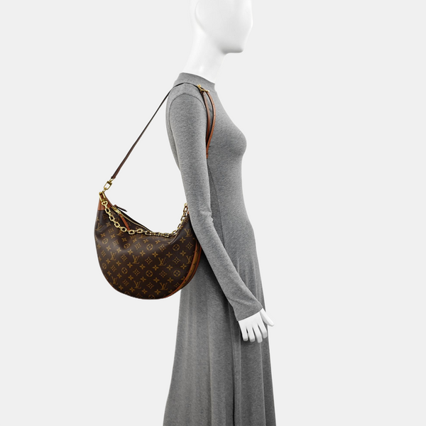 LOOP HOBO Monogram Coated Canvas Brown