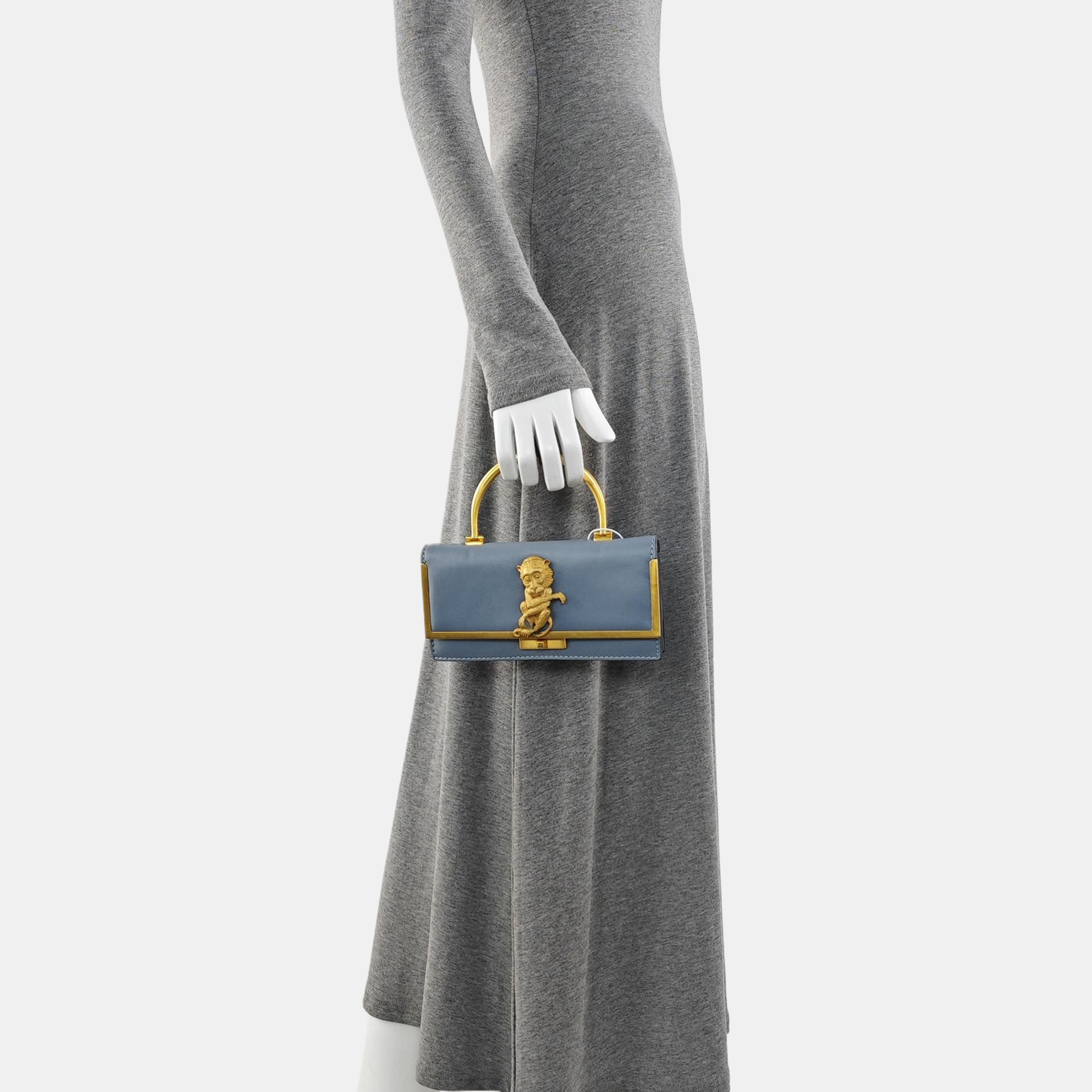 Calfskin Top Handle Bag Blue