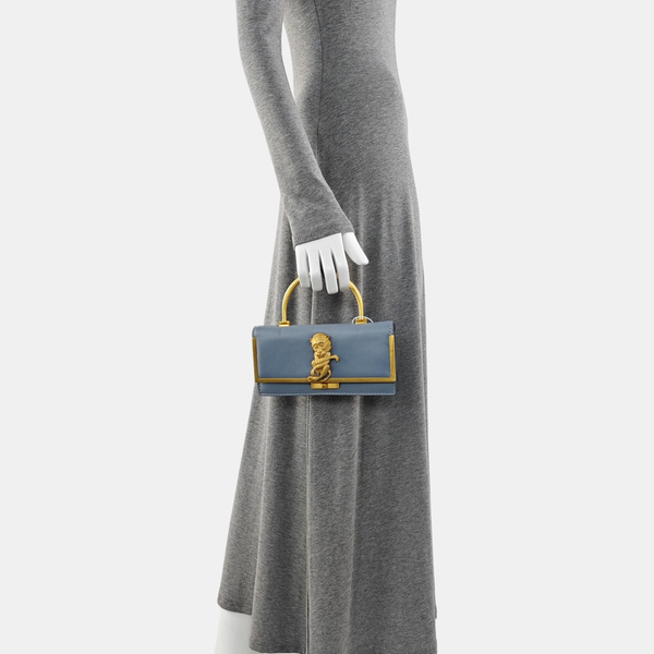 Calfskin Top Handle Bag Blue