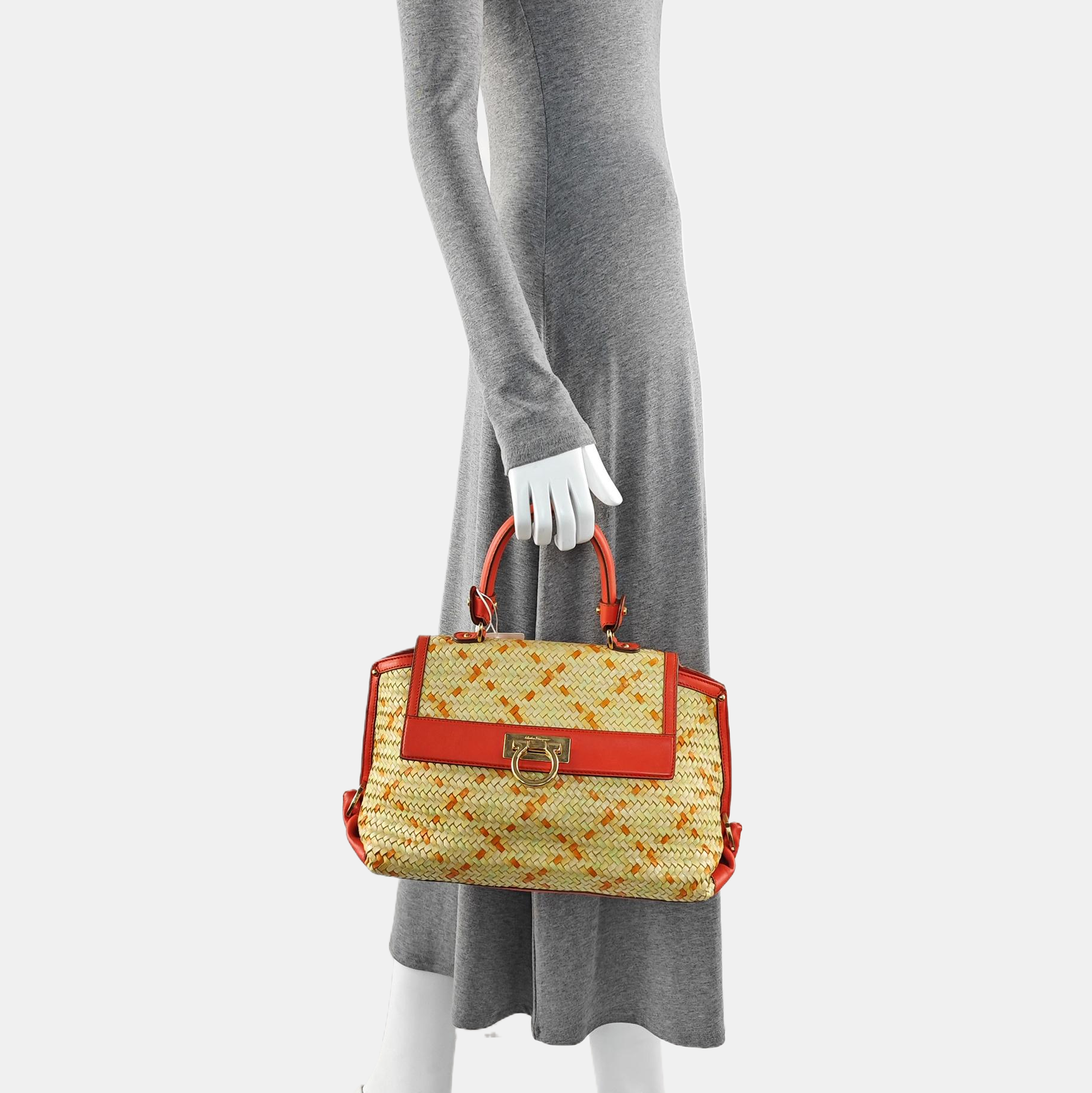 Calfskin Top Handle Bag Multicolor