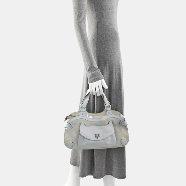 Suede Top Handle Bag Blue