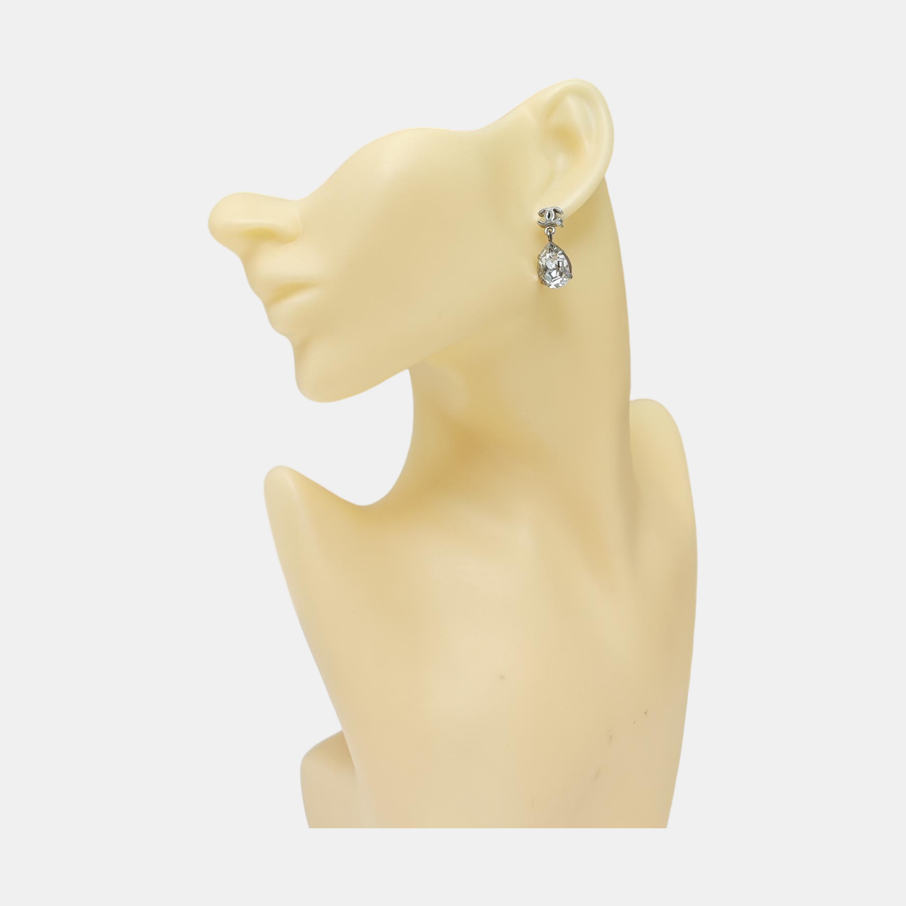 CC Logo Metal Silver Stud Earrings