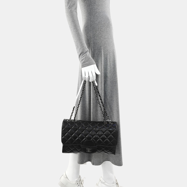 Quilted Lambskin Shoulder Bag Black