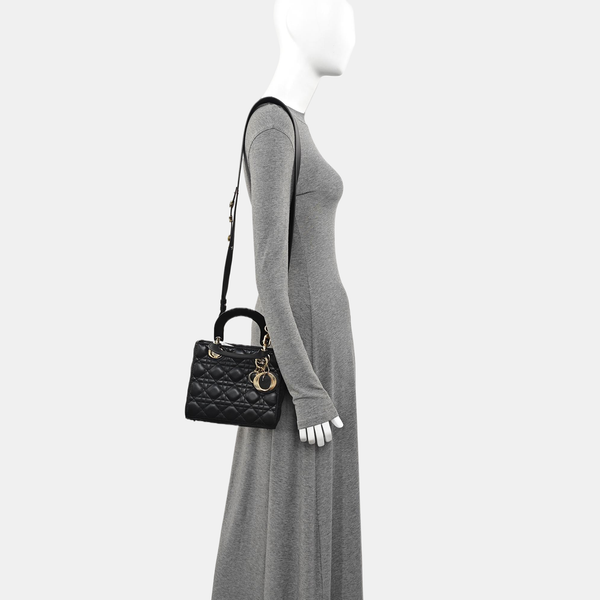 Lady Dior Small Cannage Lambskin Black